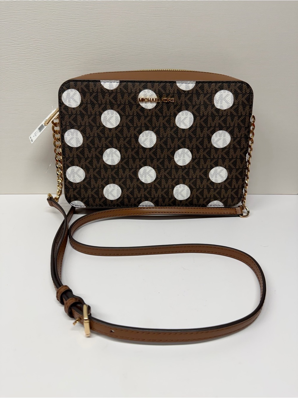 Michael Kors Brown Polka Dot East West Crossbody Bag NWT - Picture 3 of 10